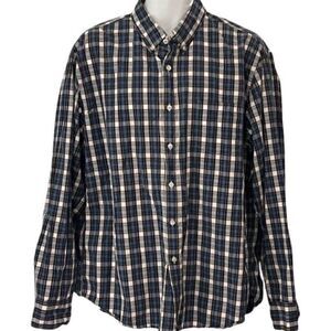 J. Crew Plaid Long Sleeve Casual. Cream, blue and red. Size XL